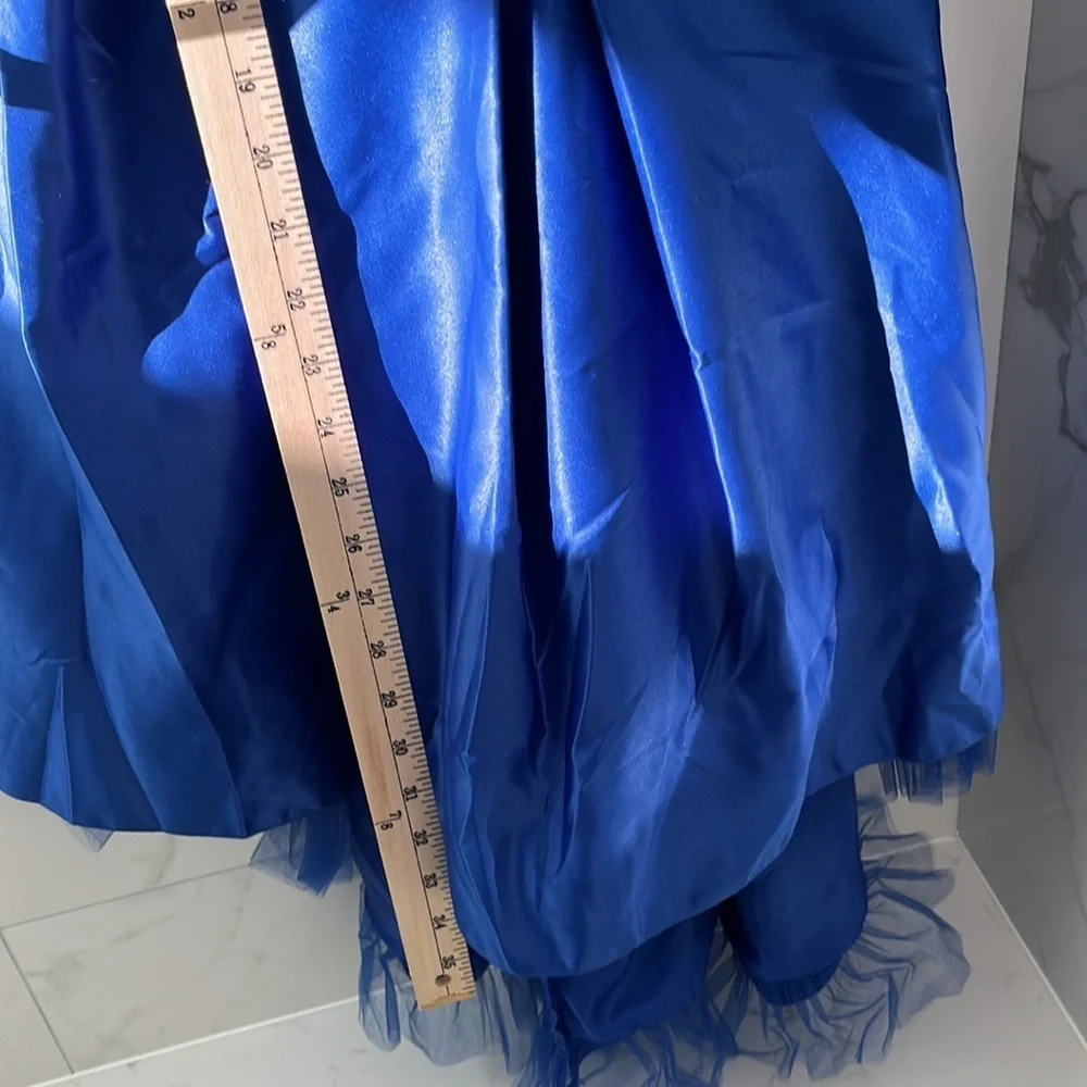 Elegant Floral Pearl and Blue Silk Youth Dress